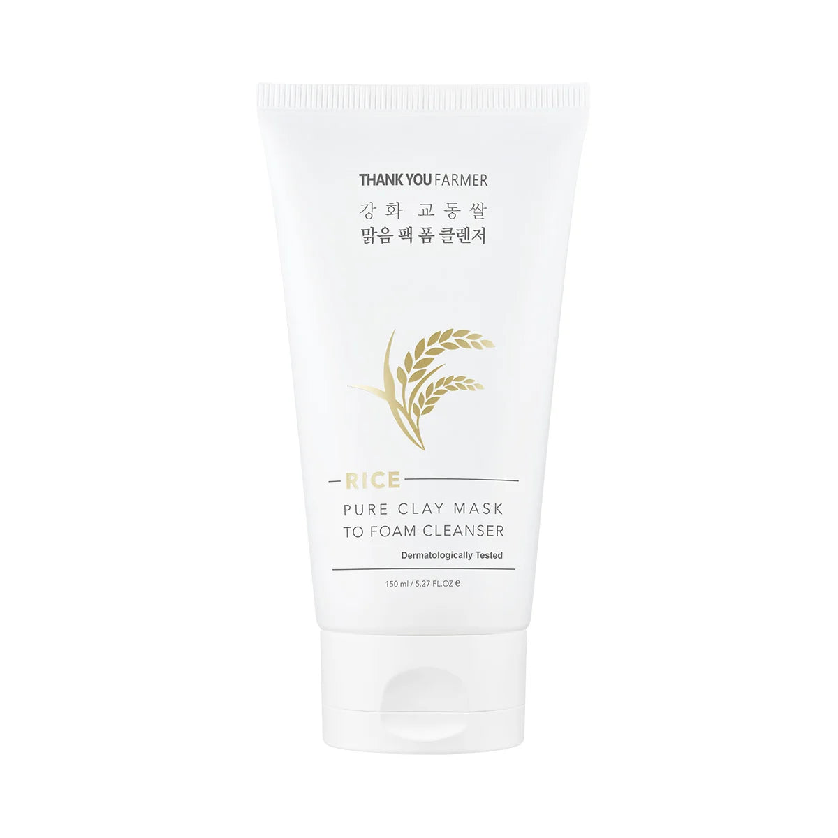 Thank You Farmer Rice Pure Clay Mask to Foam Cleanser gentle Korean natural skin care for all skin types dry oily sensitive combination skin brightening hydrating K Beauty World