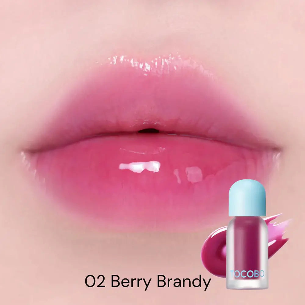 Tocobo Juicy Berry Plumping Lip Oil 02 Berry Brandy glossy tinted lip balm gloss Korean makeup cosmetics K Beauty World