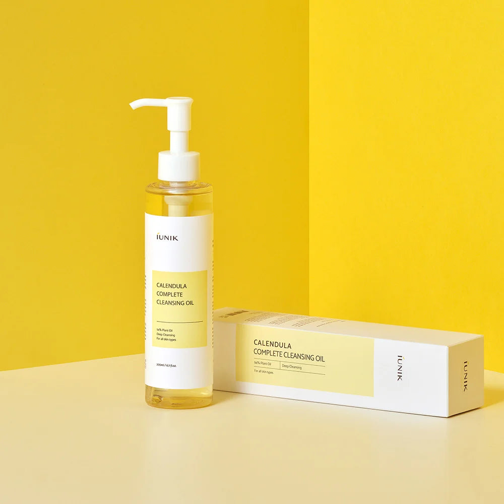 iUNIK Calendula Complete Cleansing Oil lightweight gentle makeup remover for oily combination acne prone skin low irritant K Beauty World