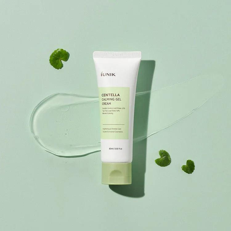 iUNIK Centella Calming Gel Cream facial moisturizer for dry sensitive irritated acne-prone skin redness inflammation K Beauty World