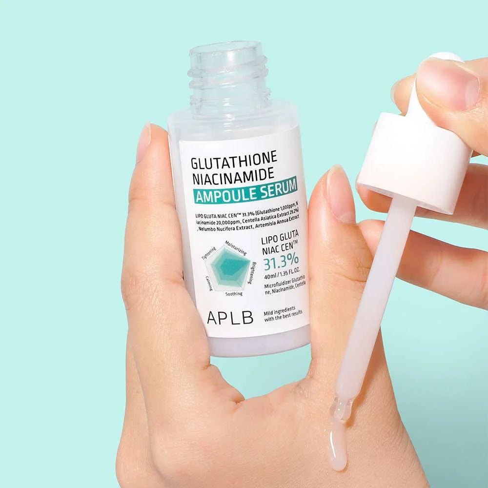 APLB Glutathione Niacinamide Ampoule Serum lightweight hydrating Korean skin care for all skin types K Beauty World