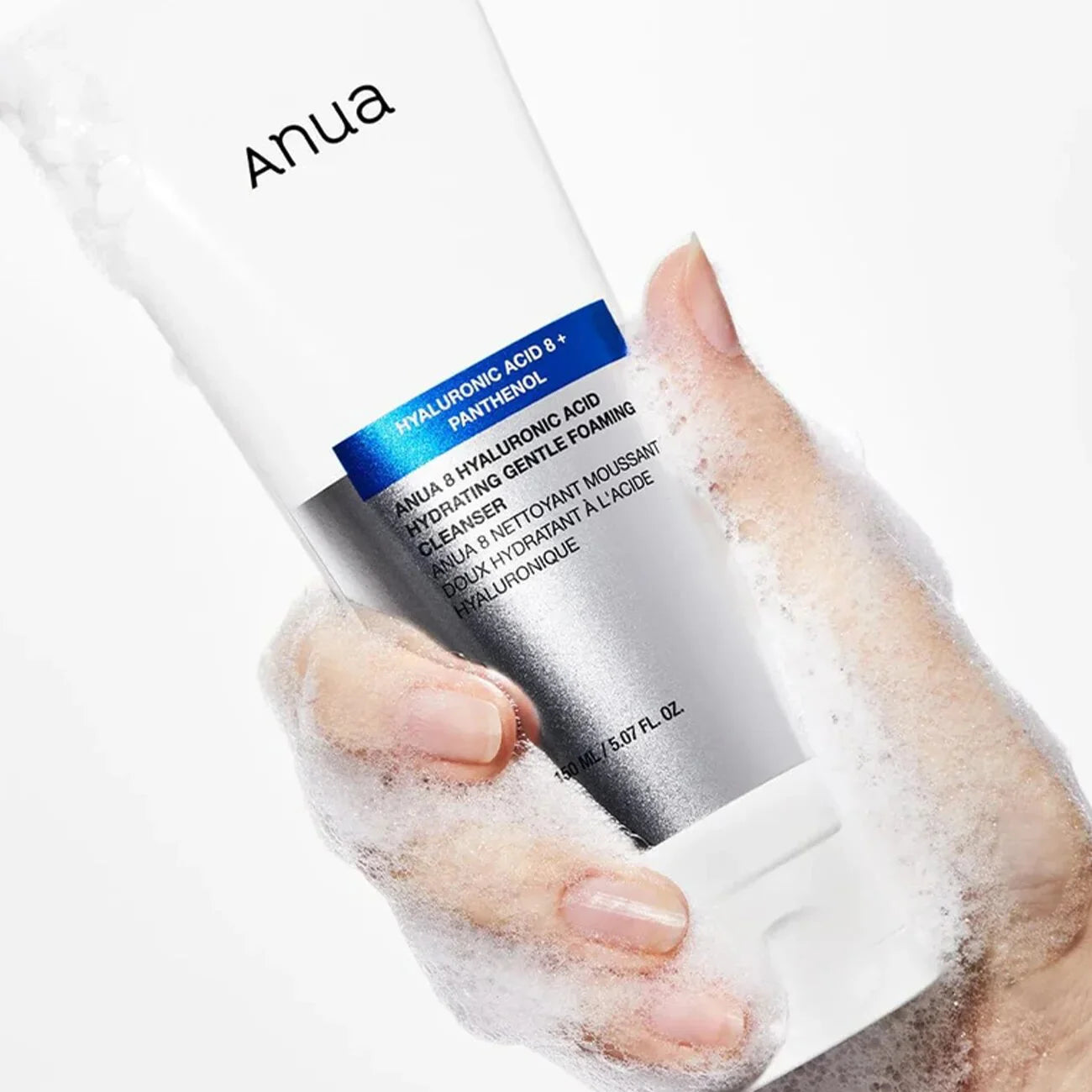 Anua 8 Hyaluronic Acid Hydrating Gentle Foaming Cleanser vitamin B5 skin barrier protection ph-balancing formula K Beauty World