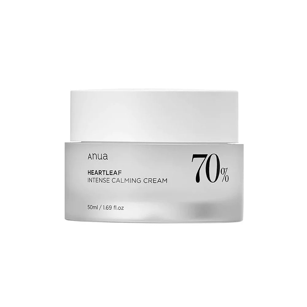 Anua Heartleaf 70% Intense Calming Cream  best rich thick moisturizer for dry sensitive skin anti-aging soothing acne redness irritation vegan K Beauty World 