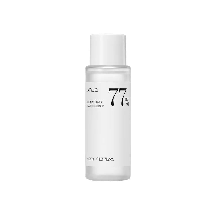 Anua Heartleaf 77% Soothing Toner 40ml mini travel size best Korean hydrating skincare for dry combination sensitive irritated acne skin for men women K Beauty World 