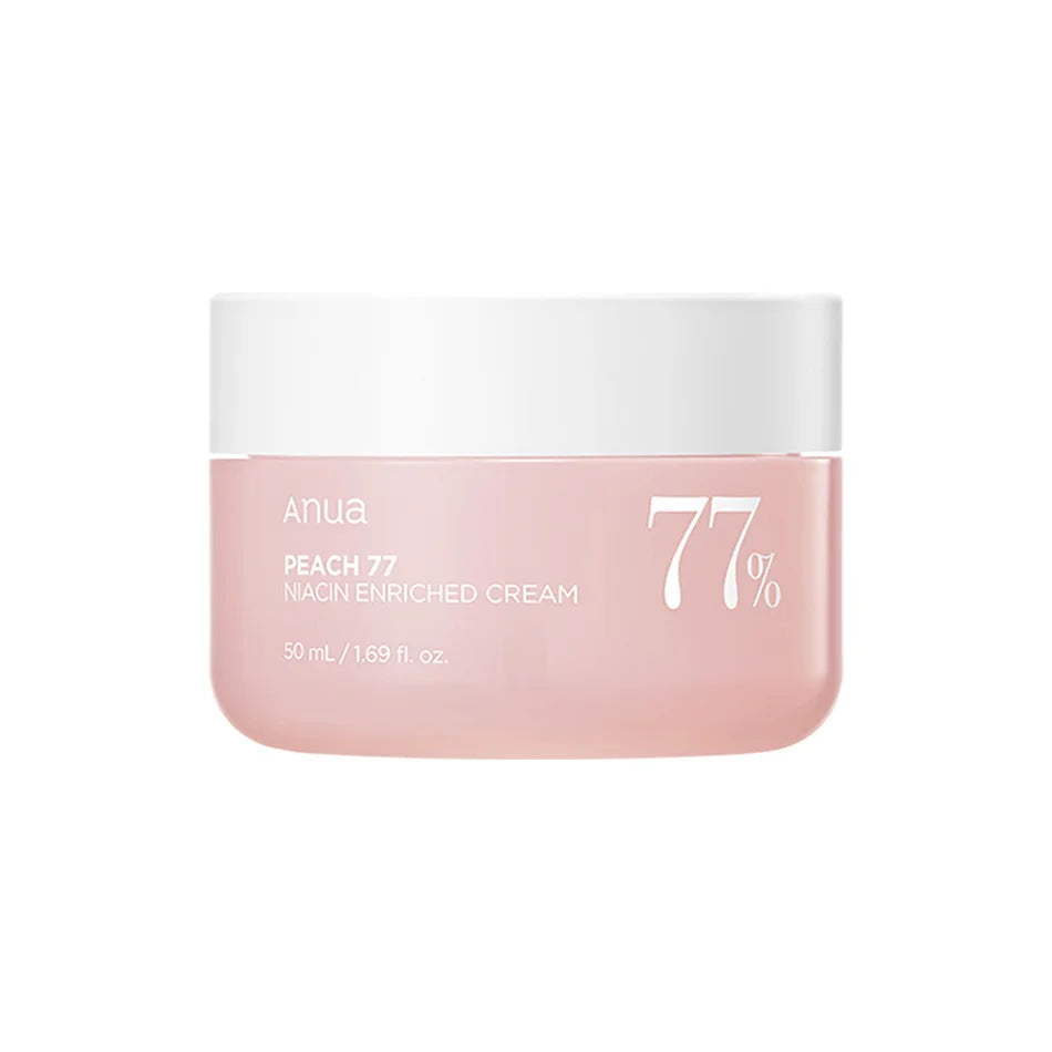 Anua Peach 77% Niacin Enriched Cream best Korean moisturizer day cream for oily combination acne prone skin sensitive dull uneven skin texture tone K Beauty World