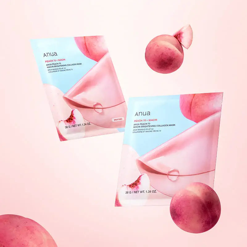 Anua Peach 70 Niacin Brightening Collagen Mask self-care at home Korean skin care mask K Beauty World