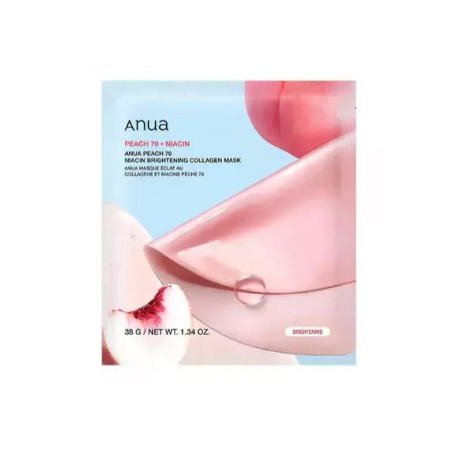 Anua Peach 70 Niacin Brightening Collagen Mask Korean skincare sheet mask for dark spots dull dry skin K Beauty World