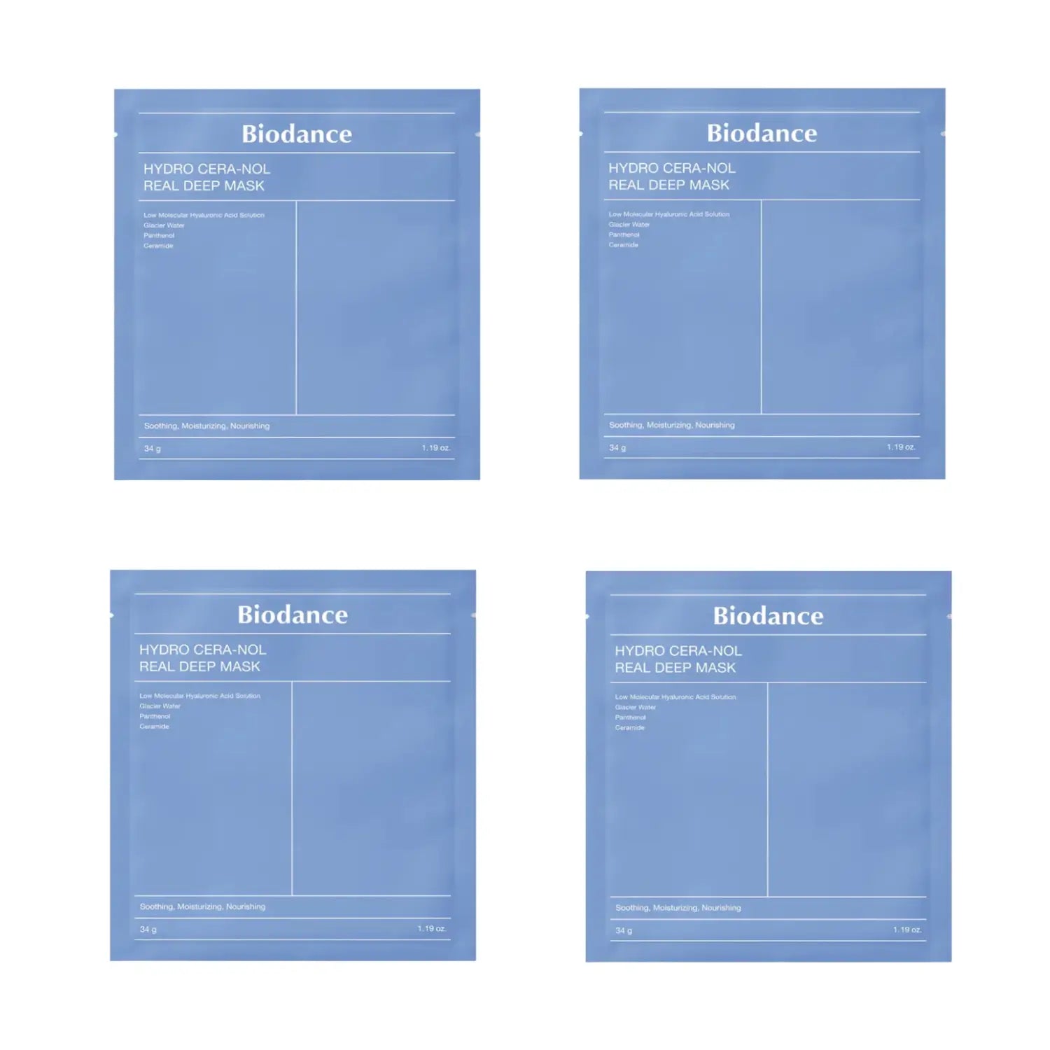 Biodance Hydro Cera-Nol Real Deep Mask (Set of 4) Korean skin care sheet mask best seller K Beauty World