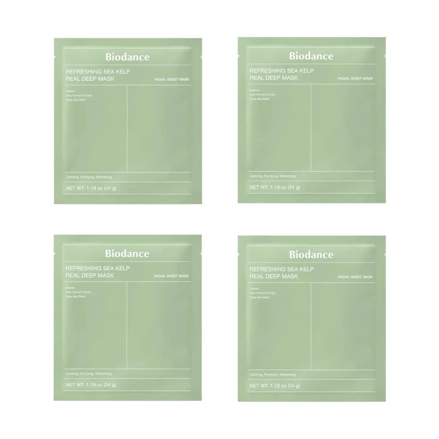 Biodance Refreshing Sea Kelp Real Deep Mask (Set of 4) oily skin combination sensitive skin Korean sheet mask hydrogel sebum control hydration K Beauty World