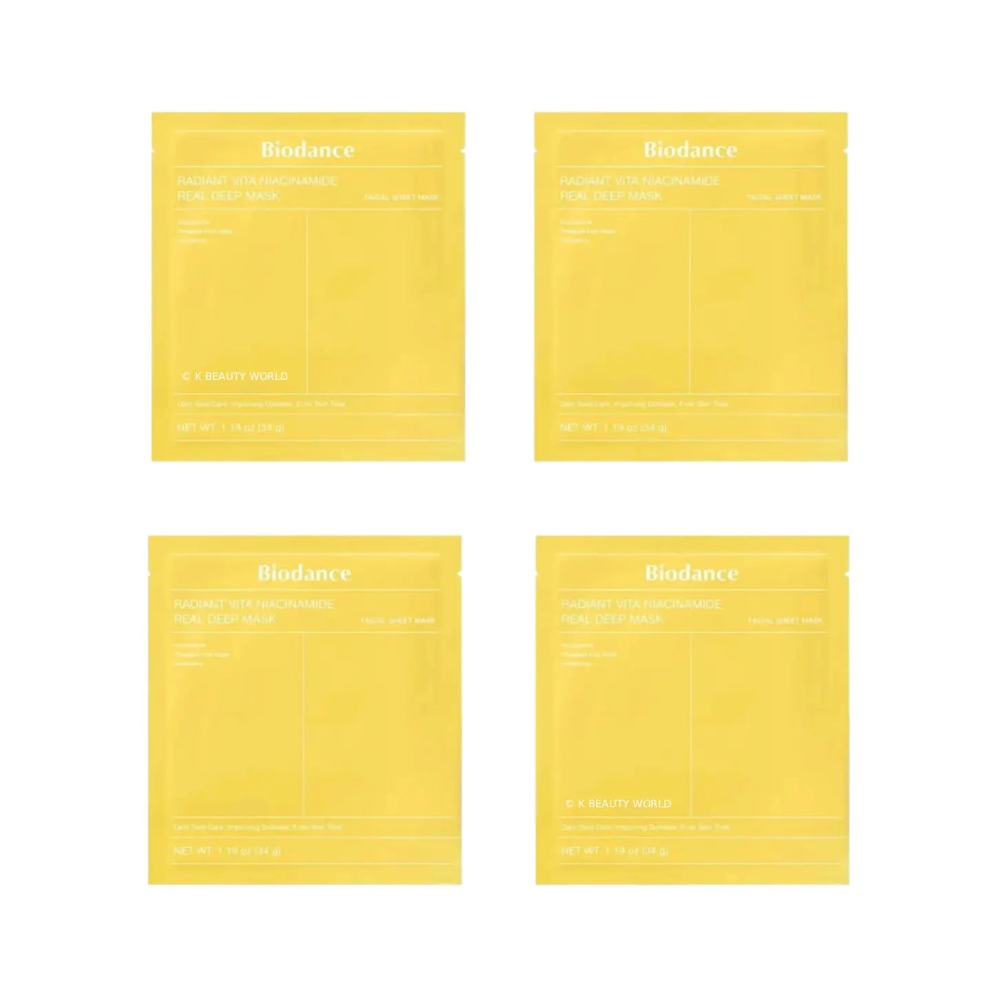 Biodance Radiant Vita Niacinamide Real Deep Mask (Set of 4) brightening hydrating Korean skincare K Beauty World