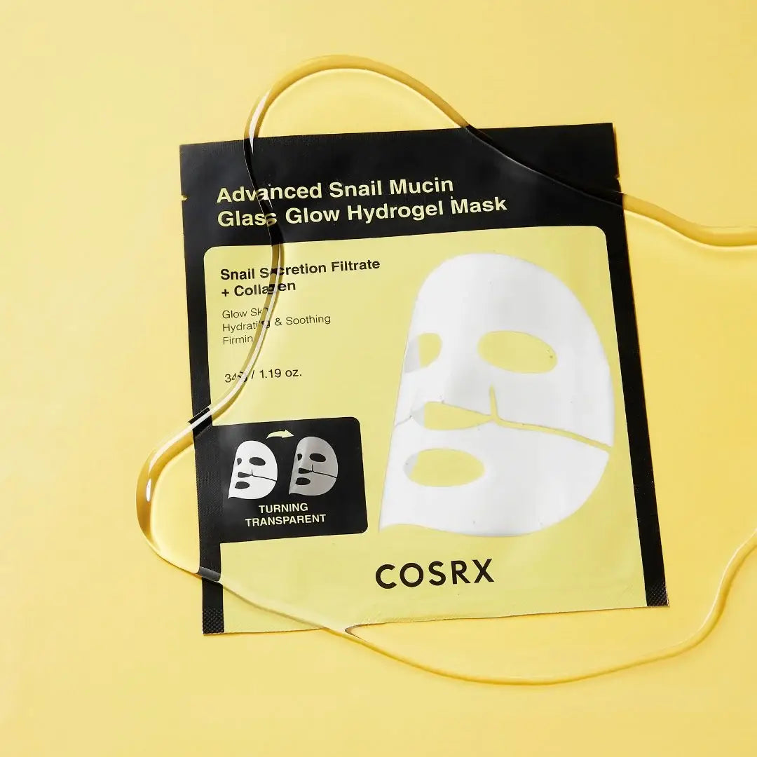 Cosrx Advanced Snail Mucin Glass Glow Hydrogel Mask (Set of 3) best selling Korean skin care essence glowing skin K Beauty World