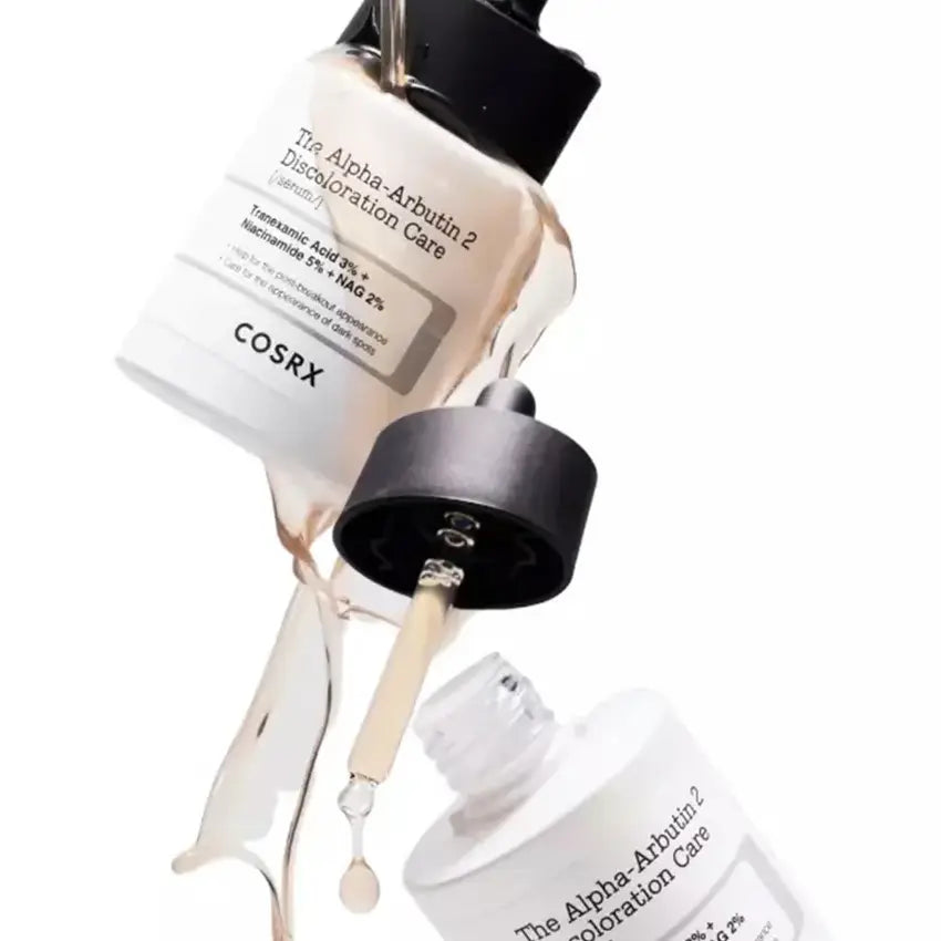 Cosrx The Alpha-Arbutin 2 Discoloration Care Serum Tranexamic acid Niacinamide N-Acetylglucosamine (NAG) Glutathione K Beauty World