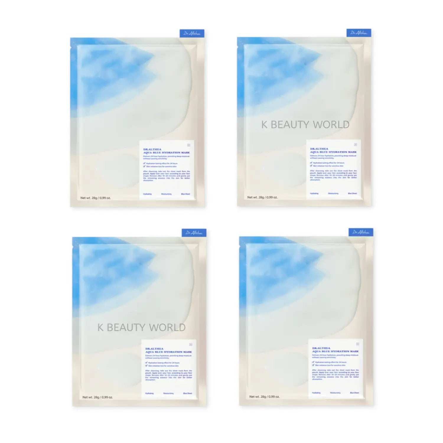Dr. Althea Aqua Blue Hydration Mask (Set of 4) Korean skincare self care at home sheet mask affordable K Beauty World