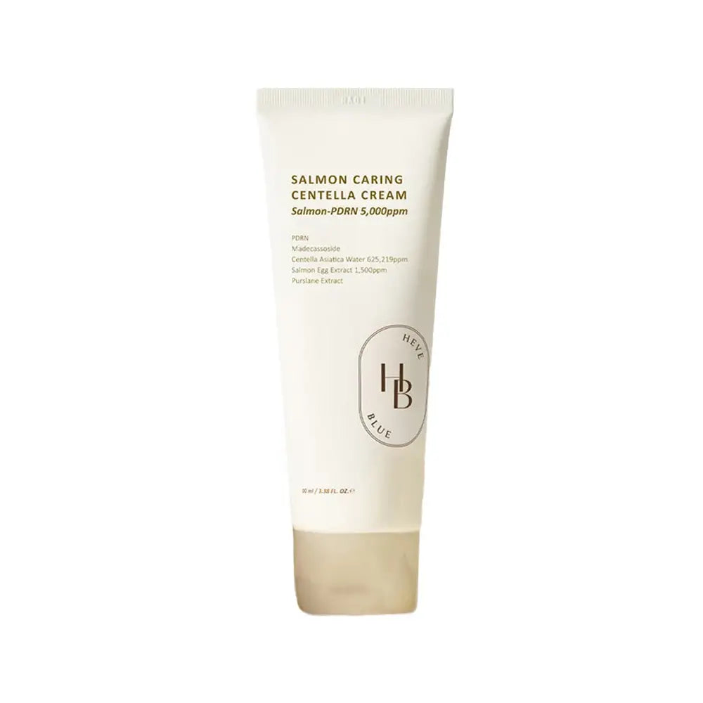 HEVEBLUE Salmon Caring Centella Cream best PDRN Korean moisturizer for face dry dull skin K Beauty World