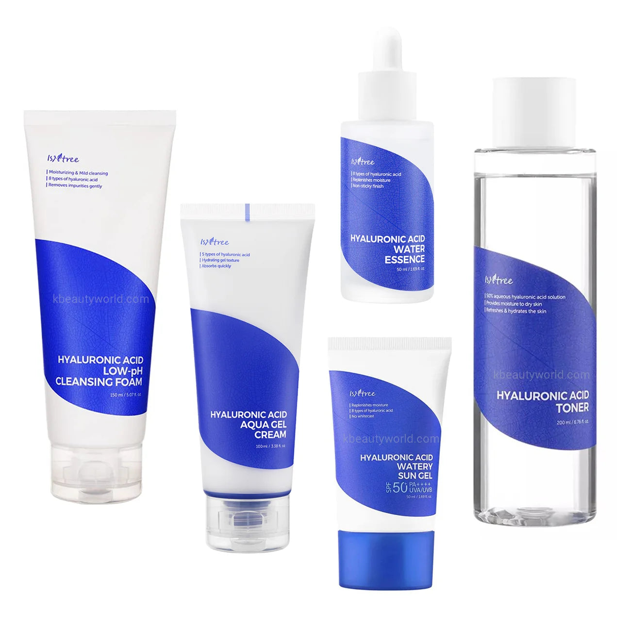 Isntree Hyaluronic Acid Refreshing Set best hydrating soothing non-comedogenic Korean skin care routine set for combination oily sensitive acne prone dehydrated skin K Beauty World