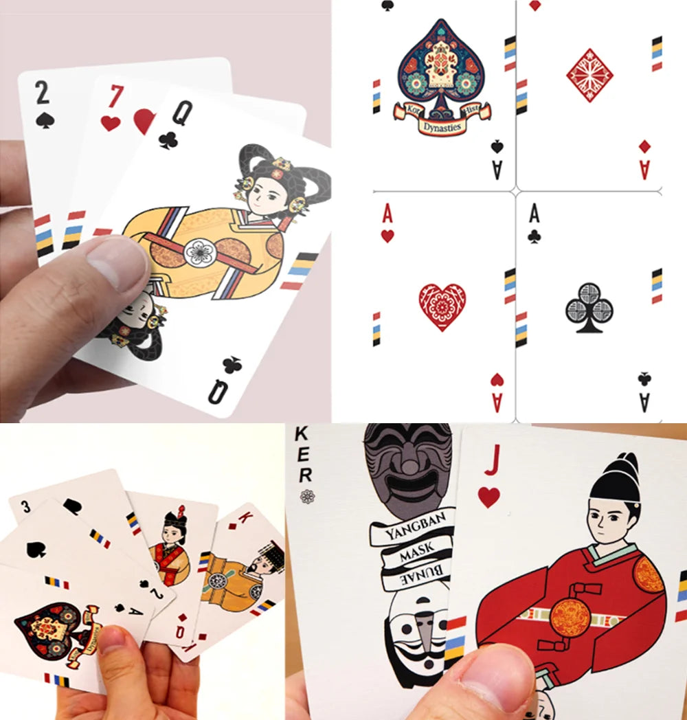 Dynasties History Design: Korean poker playing game trump cards empire handbook colorful gift ideas kawai traditioanl patter obang color K Beauty World 