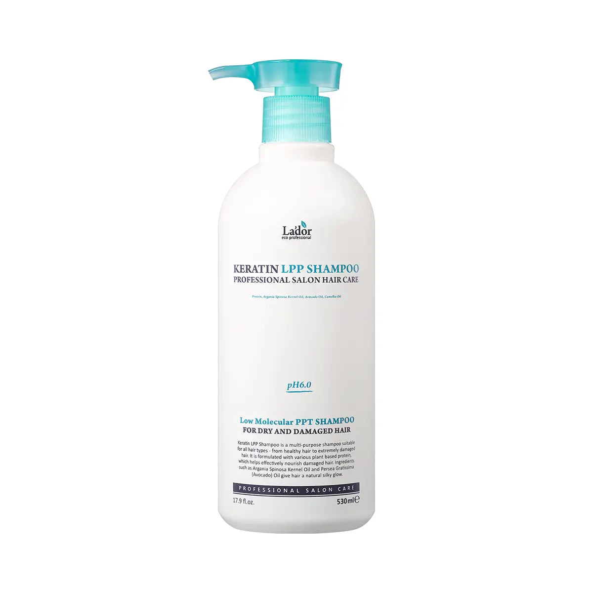Lador Keratin LPP Shampoo 530ml Korean hair care for dry damaged strands protein silk nourishing oils best seller K Beauty World