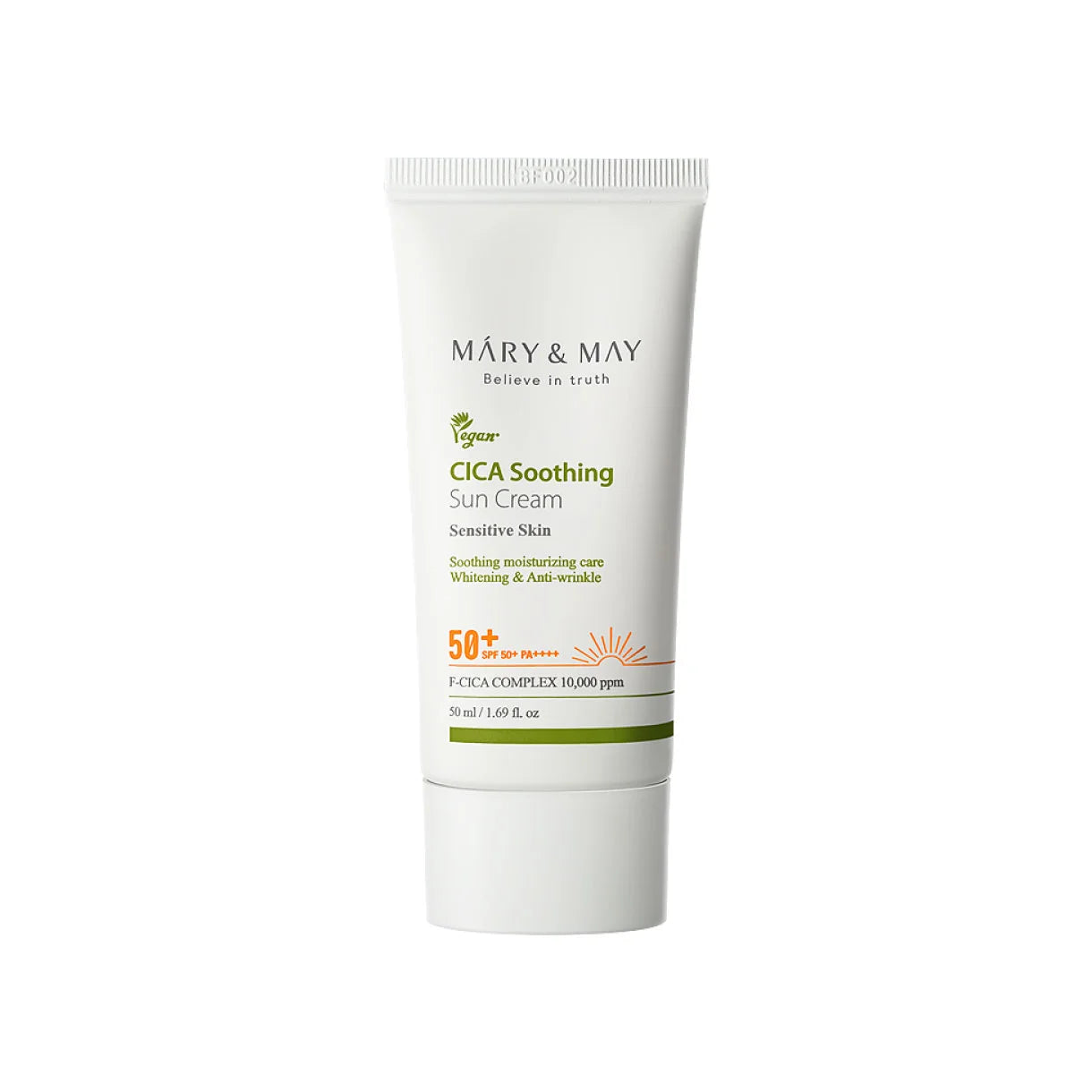 Mary & May CICA Soothing Sun Cream SPF50+ PA++++ best Korean sunscreen hydrating great for all skin types dry sensitive combination skin redness K Beauty World