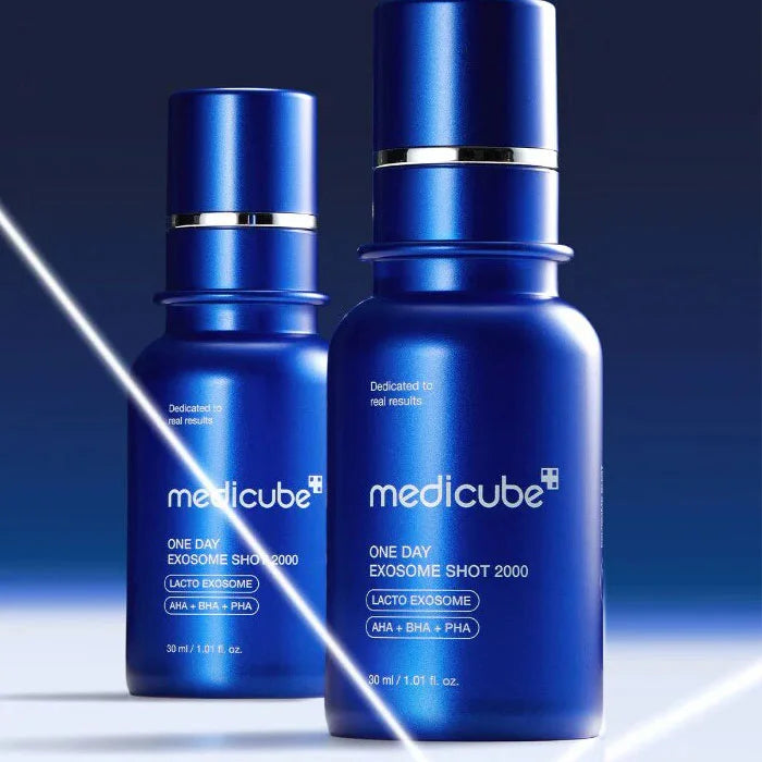 Medicube One Day Exosome Shot Pore Ampoule 2000 uneven skin tone rough bumpy texture hyperpigmentation dark spots acne scars K Beauty World