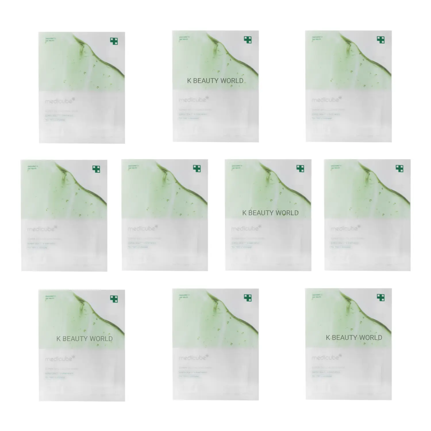 Medicube Super Cica Calming Mask (Set of 10) Korean sheet mask for redness dry sensitive skin K Beauty World