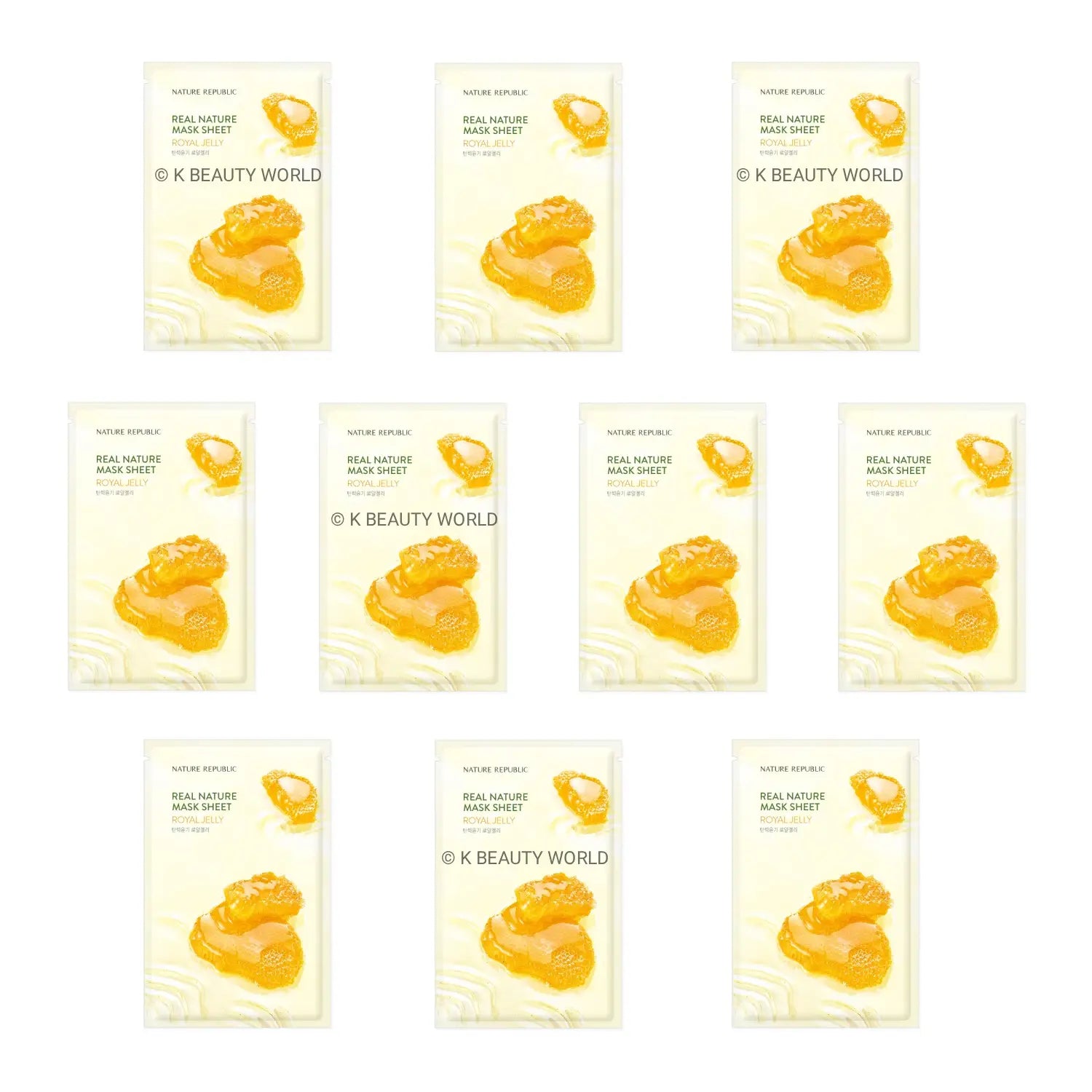 Nature Republic Real Nature Mask Sheet Royal Jelly (Set of 10) nourishing hydrating dry dull tired skin Korean skin care K Beauty World