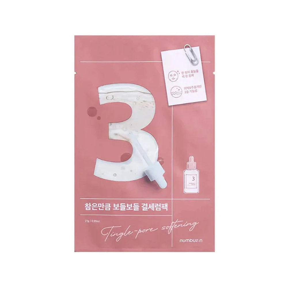 Numbuzin No.3 Tingle-Pore Softening Sheet Mask hydrating Korean sheet mask K Beauty World