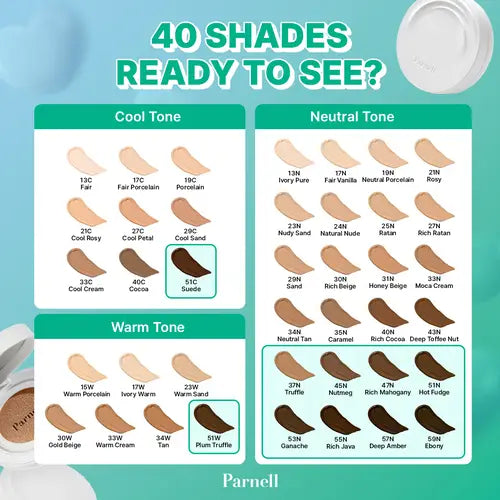 Parnell Cicamanu Serum Cushion all color palette shades  Korean makeup K Beauty World