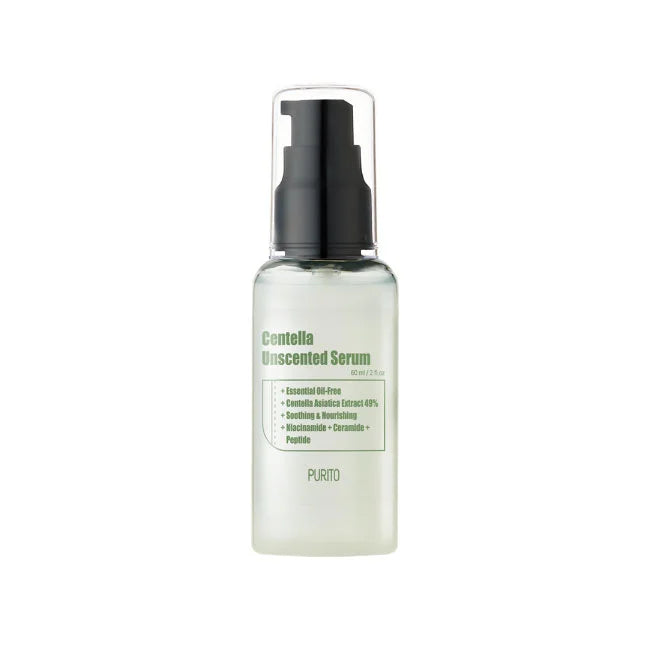 Purito Centella Unscented Serum lightweight gentle fragrance-free essential-oil free non-irritant Korean skin care for dry combination sensitive skin redness acne pimples K Beauty World 