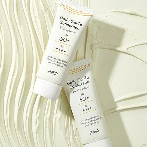 Purito Daily Go-To Sunscreen SPF 50+ PA++++ Reef safe vegan Korean sun cream gel for dry combination sensitive skin hydrating no white case K Beauty World