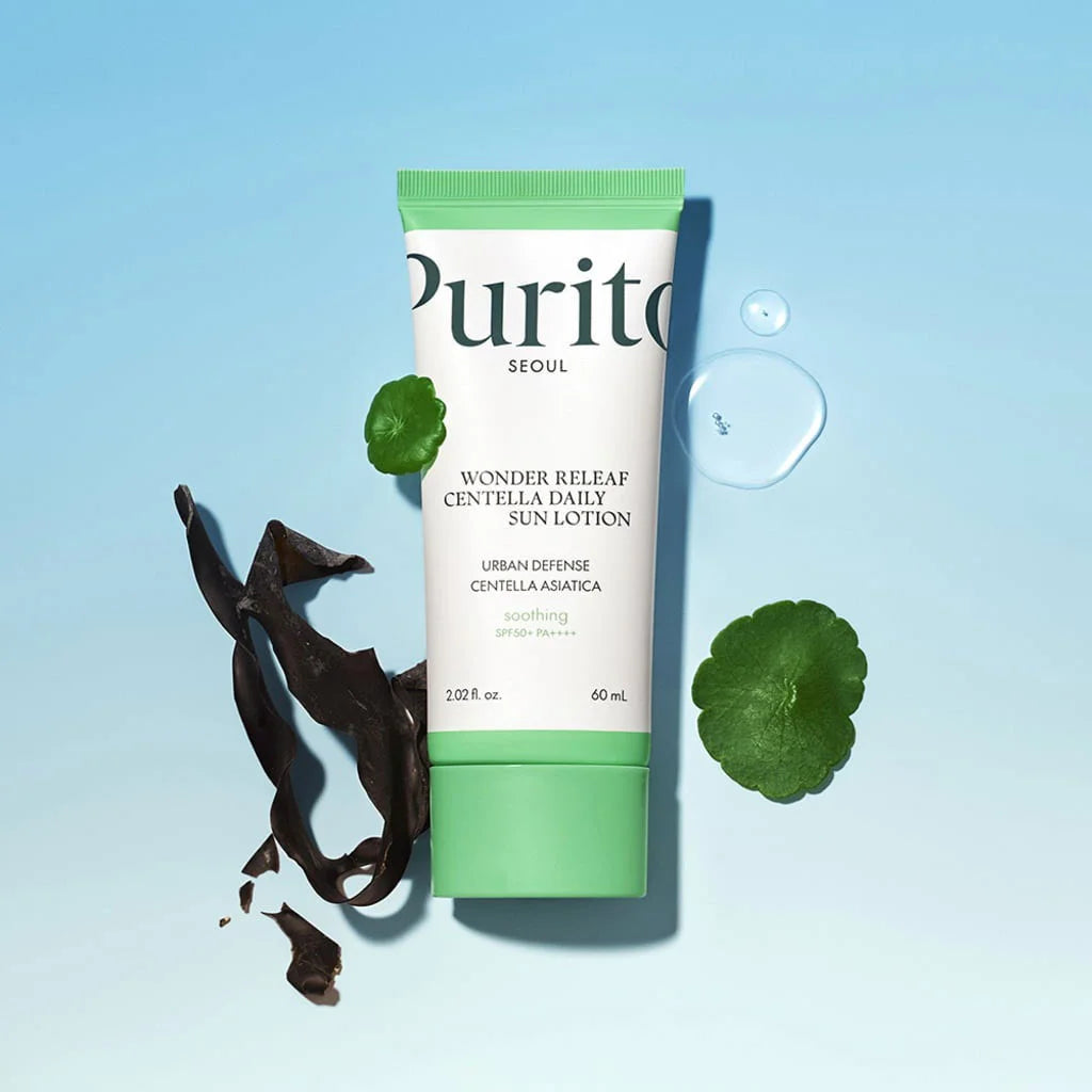 Purito Seoul Wonder Releaf Centella Daily Sun Lotion SPF 50+ PA++++ best selling Korean skin care for all skin types K Beauty World