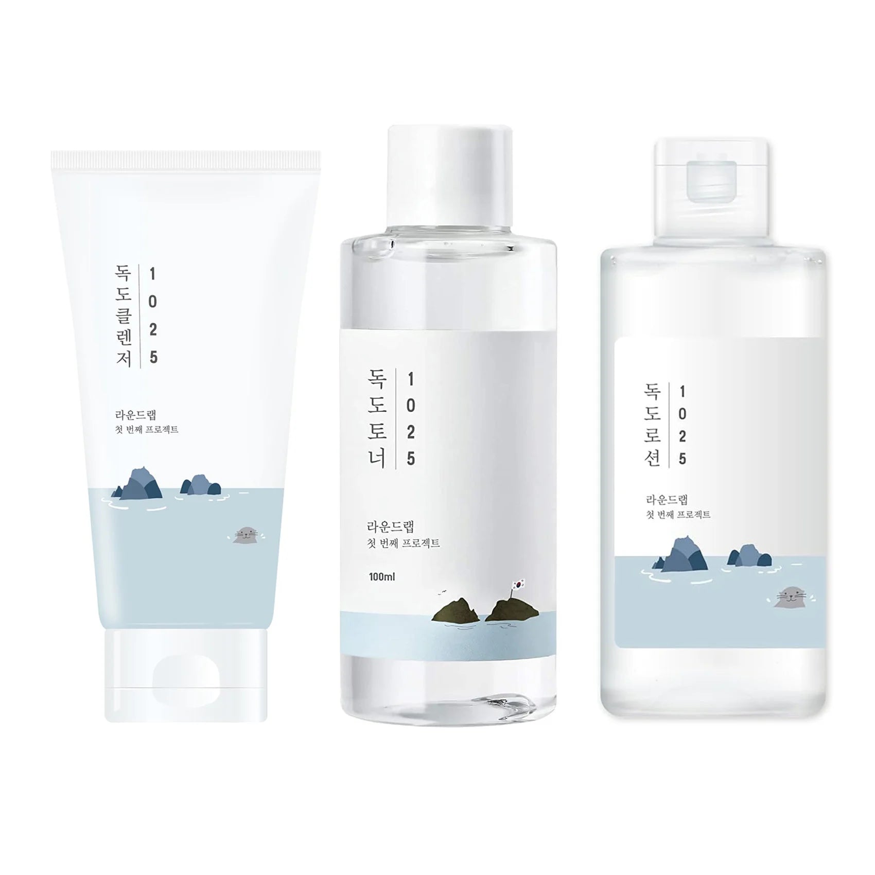 Round Lab 1025 Dokdo Lotion Set best Korean skincare for dry sensitive skin toner cleanser moisturizer gentle cosmetics K Beauty World