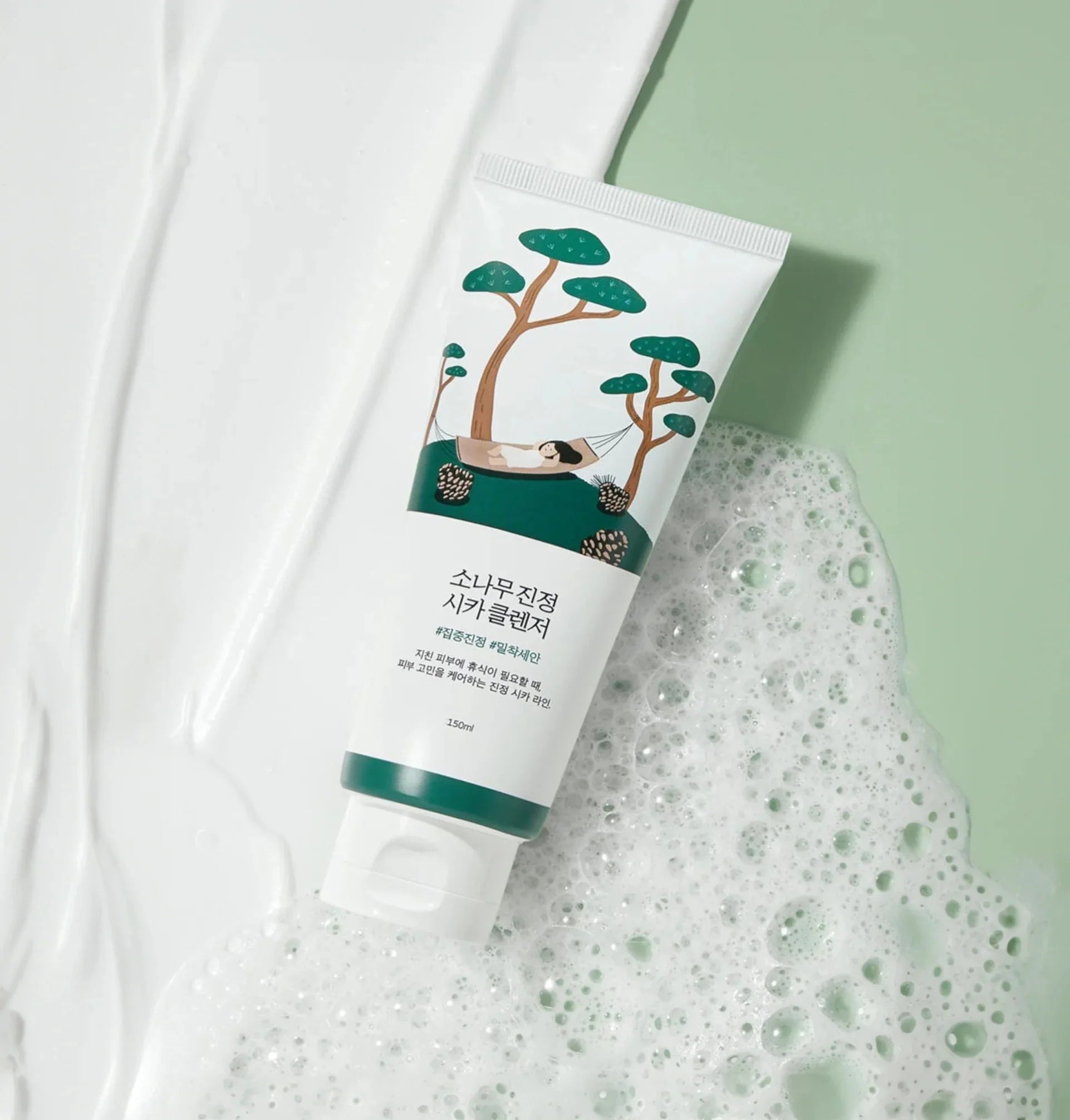 Round Lab Pine Calming Cica Cleanser foaming gentle hydrating skincare from Korea K Beauty World