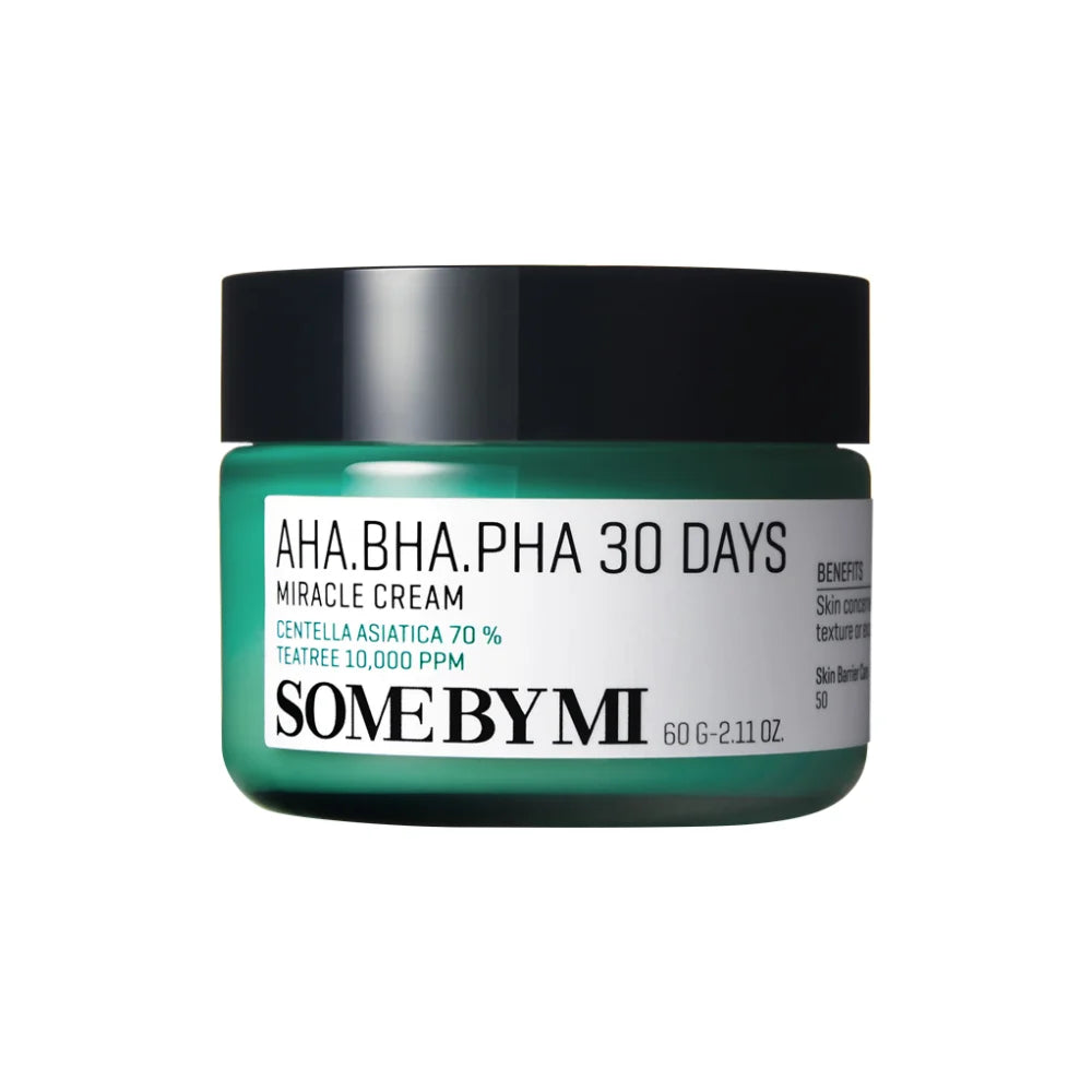 Some By Mi AHA BHA PHA 30 Days Miracle Cream best Korean peeling moisturizer for oily combination acne prone skin sebum control blackheads rough texture soothing hydrating K Beauty World