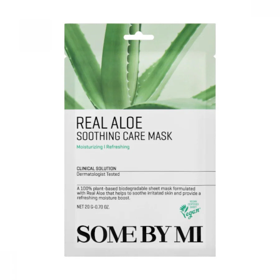 Some By Mi Real Aloe Soothing Care Mask best Korean hydrating sheet mask for dry sensitive overheated after sun care sun burn oily but dehydrated skin K Beauty World