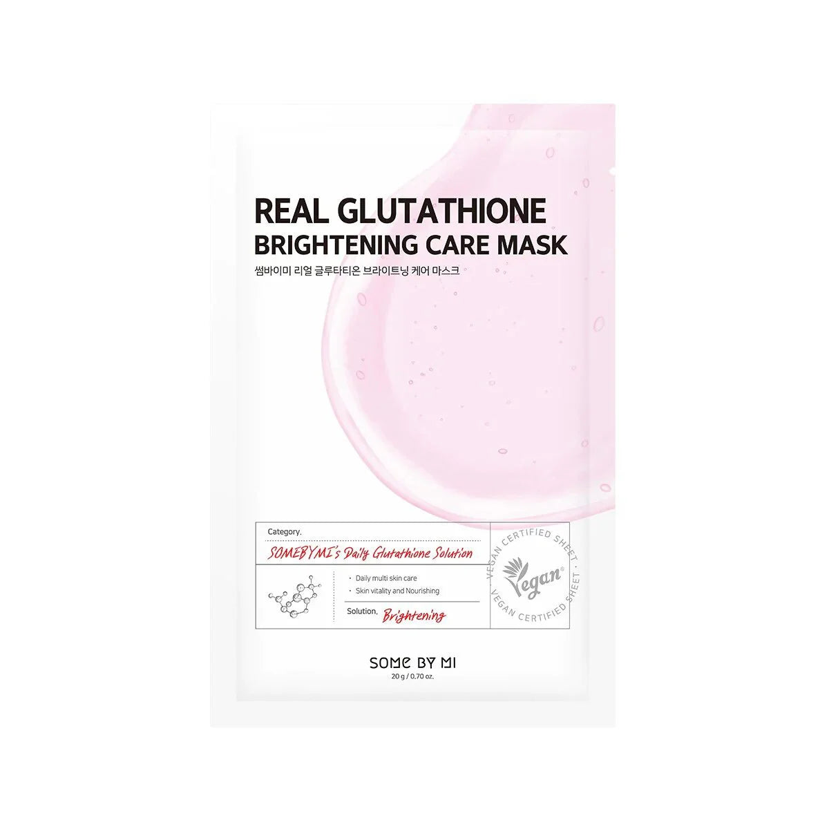 Some By Mi Real Glutathione Brightening Care Mask best Korean sheet mask for dark spots pigmentation uneven skin tone dull dry skin care K Beauty World