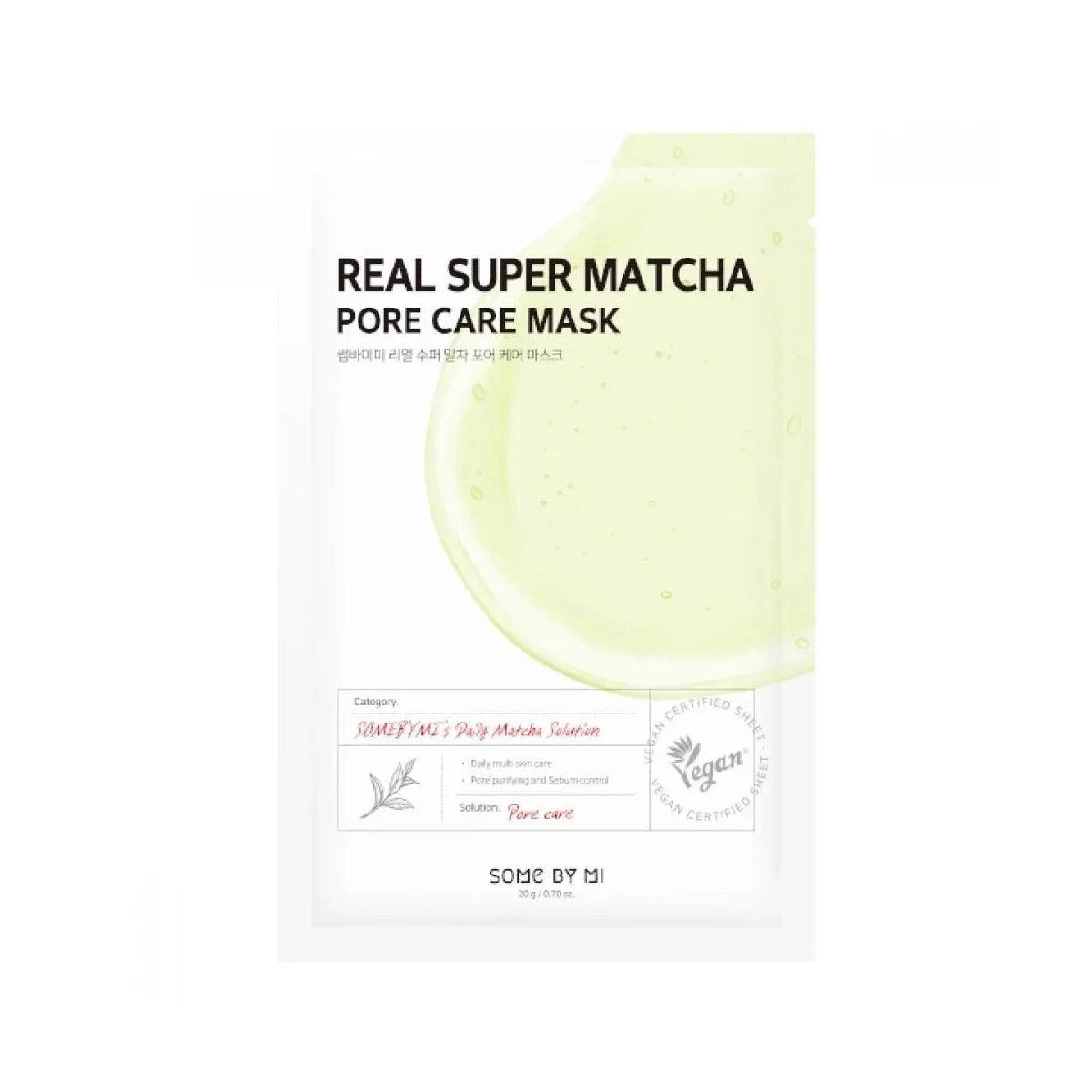 Some By Mi Real Super Matcha Pore Care Mask best Korean hydrating soothing sheet mask for all skin types ages men women self-care anti-aging wrinkles fine lines K Beauty World
