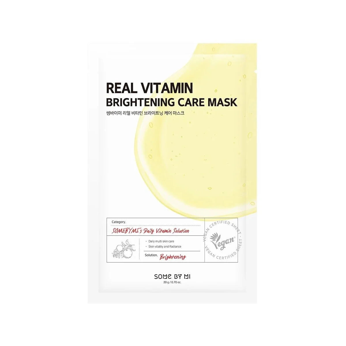 Some By Mi Real Vitamin Brightening Care Mask best Korean mask for hyperpigmentation dark spots acne scars dry dull uneven skin tone K Beauty World
