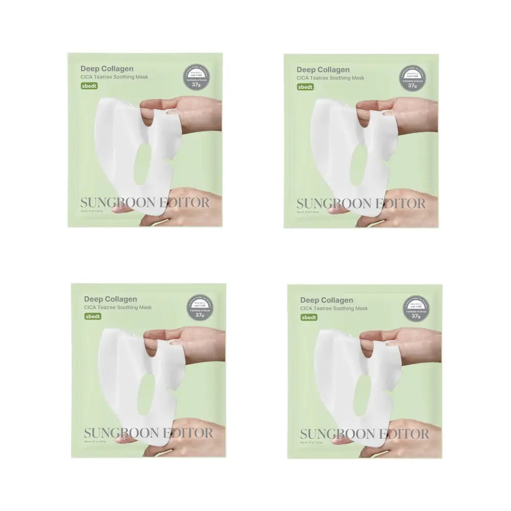 Sungboon Editor Deep Collagen Cica Teatree Soothing Mask (Set of 4) best selling Korean sheet mask hydrogel redness acne irritated sensitive skin K Beauty World
