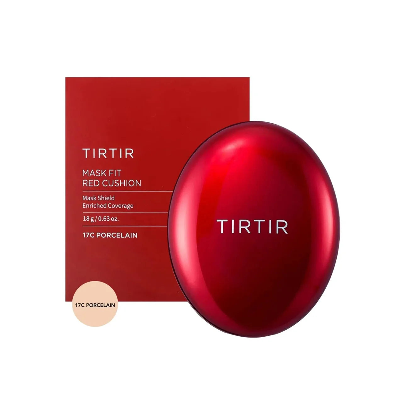 TIRTIR Mask Fit Red Cushion 17C Porcelain top rated Korean cosmetics foundation makeup flawless semi matter finish SPF sun protection K Beauty World