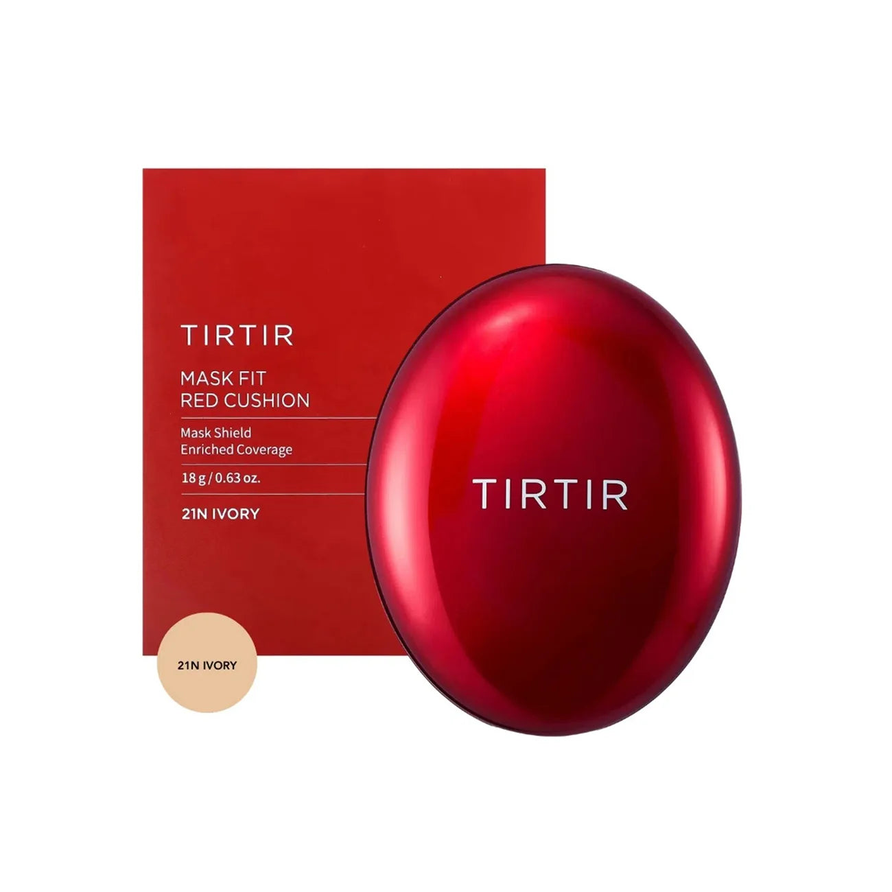 TIRTIR Mask Fit Red Cushion 21N Ivory Korean skincare cosmetics makeup foundation full coverage with SPF semi-matte finish K Beauty World