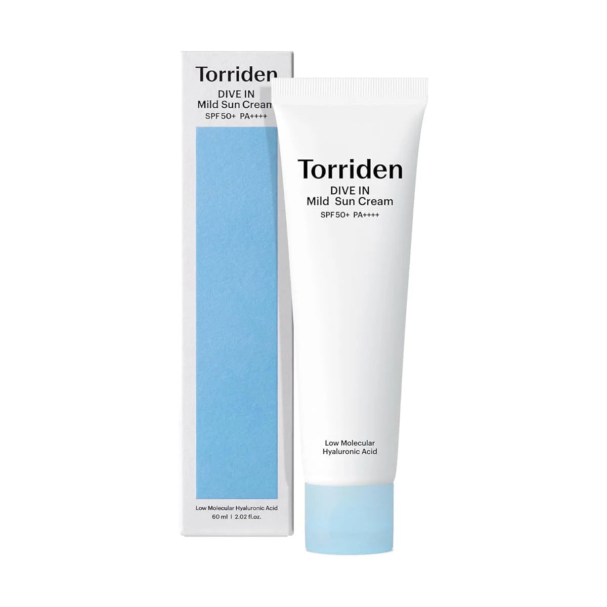 Torriden DIVE-IN Mild Sun Cream vegan gentle hydrating no white cast no-irriatant sensitive skin safe hyaluronic acid moisturizer  vegan K Beauty World