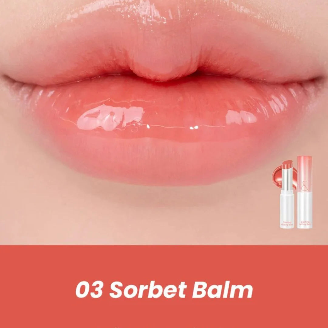 Romand Glasting Melting Balm 03 Sorbet Balm lovely pink color Korean cosmetics lip tint gloss K Beauty World