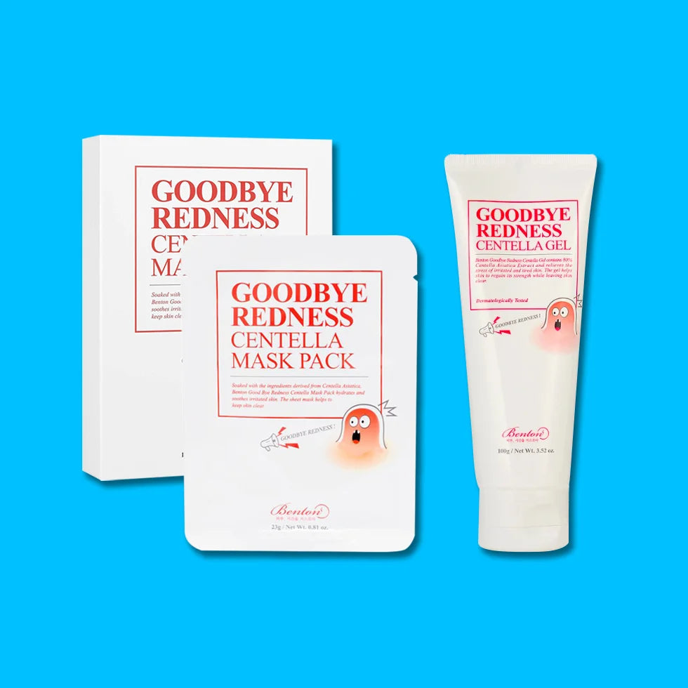 Benton Goodbye Redness Centella Set  Best Korean skincare for dry sensitive oily acne prone skin how to heal rosacea face cream K Beauty World