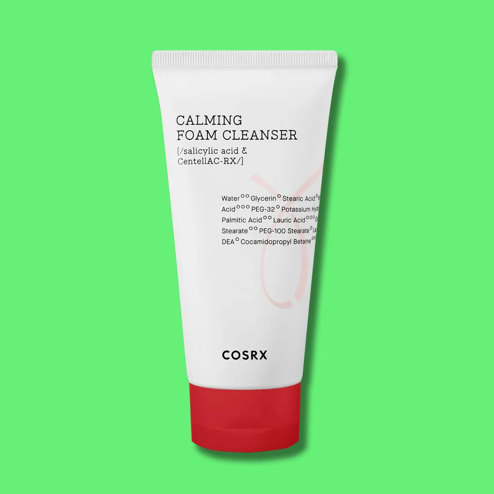 Cosrx AC Collection Calming Foam Cleanser for acne prone skin best Korean skincare for pimple breakouts cysts BHA salicylic acid K Beauty World
