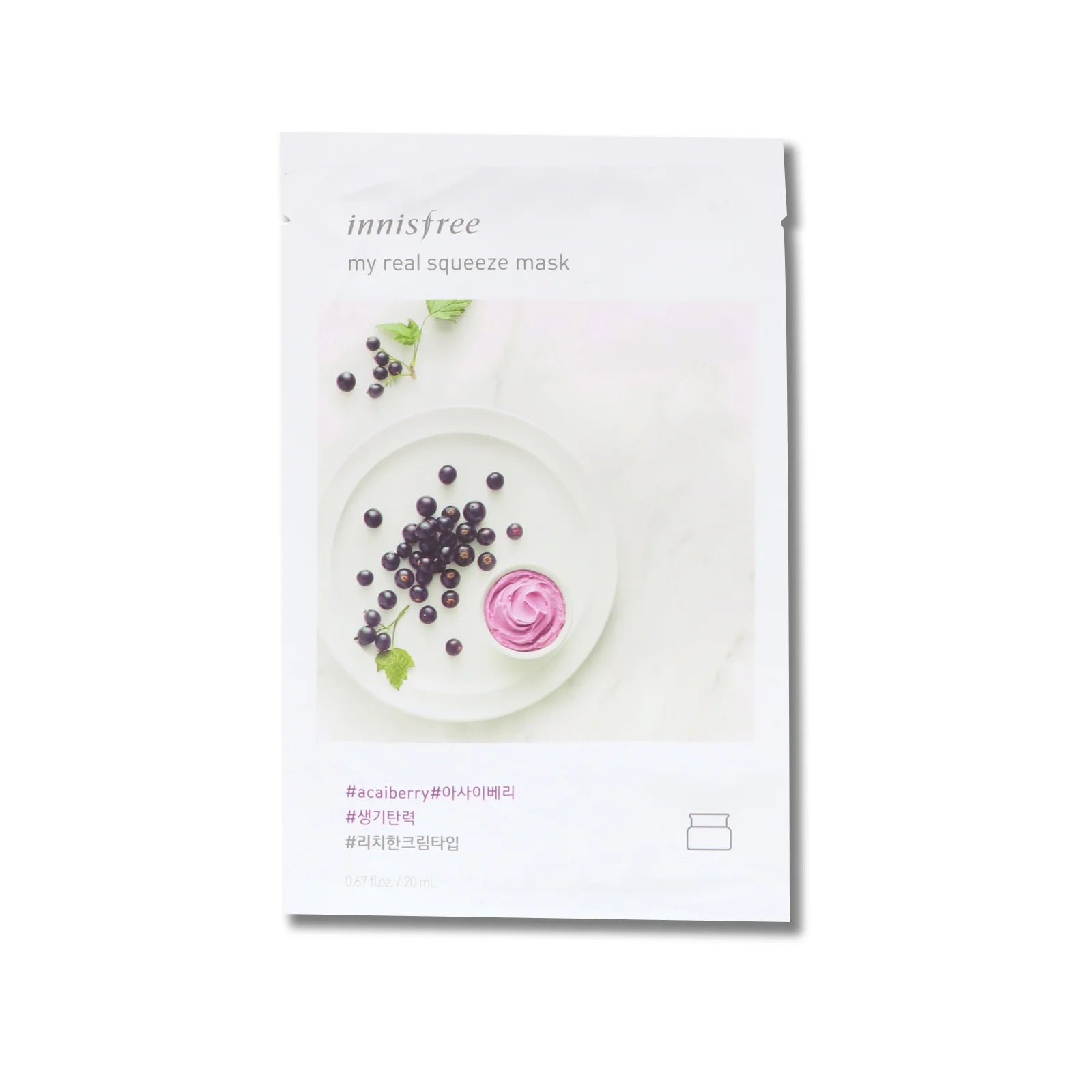 Innisfree My Real Squeeze Mask Face Korean  cosmetics anti-aging Acai Berry - K Beauty World