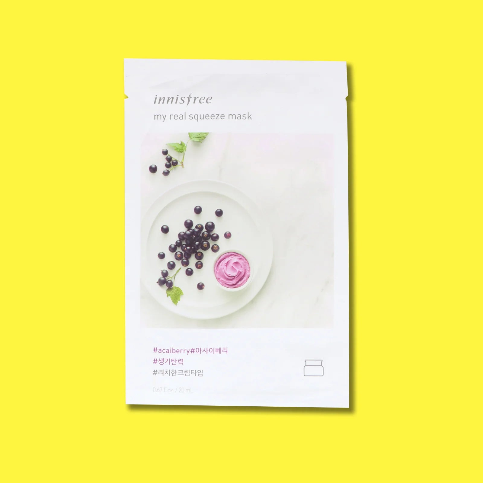 Innisfree My Real Squeeze Mask Sheet face mask Korean Acai Berry for wrinkles K Beauty World