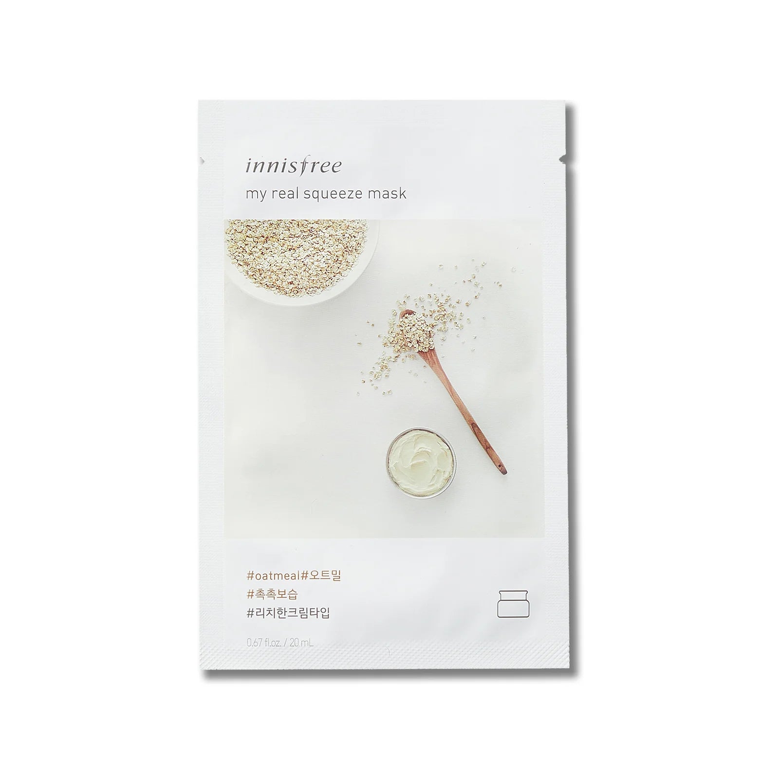 Innisfree My Real Squeeze Mask Korean face care daily routine moisturizer Oatmeal K Beauty World