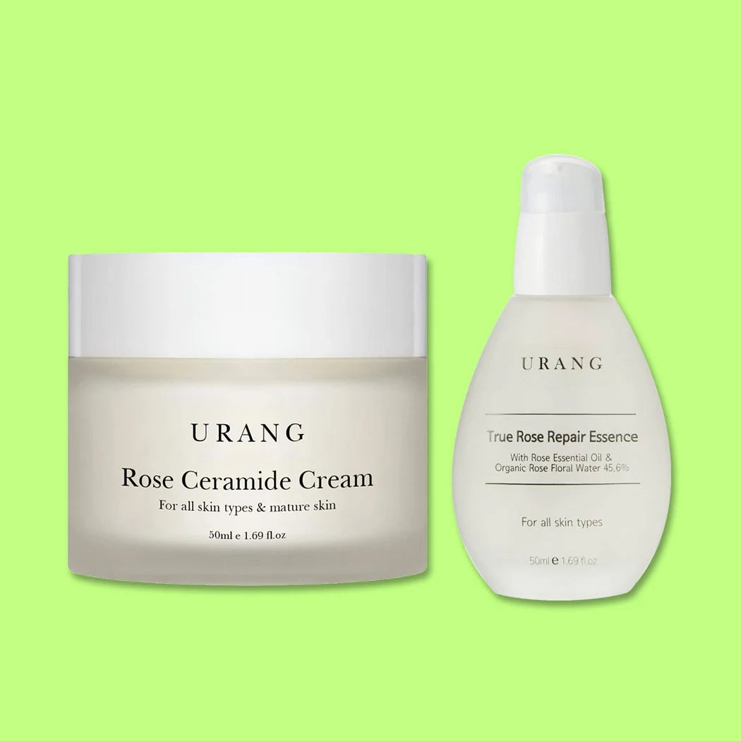 Urang Rose Ceramide Repair cream essence  for glowing face vegan cosmetics dryness tired looking K Beauty World